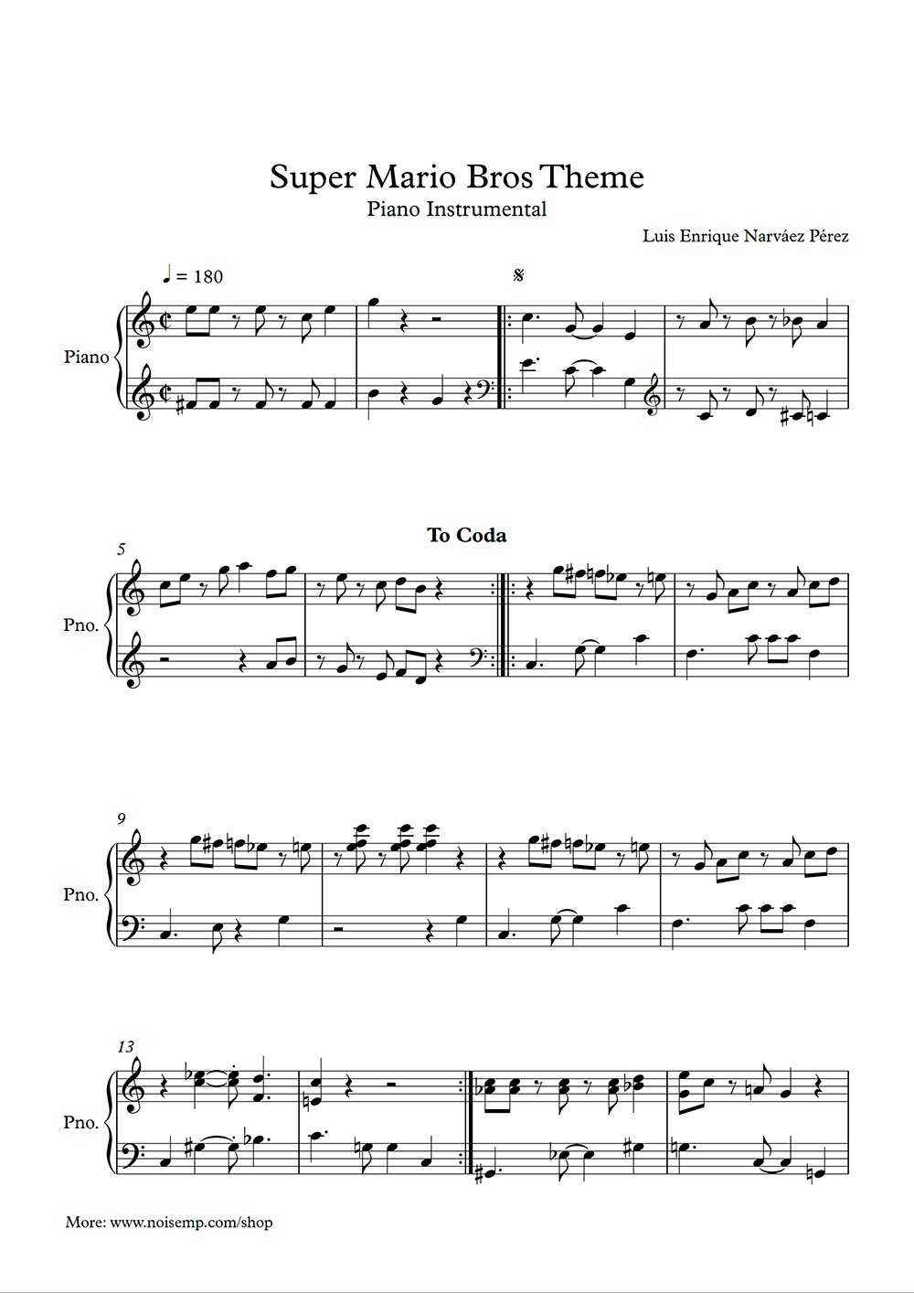 Super Mario Bros Theme Piano Sheet Music PDF Ubicaciondepersonas cdmx 